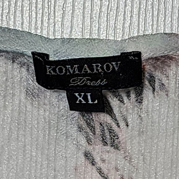 Komarov XL Blue Floral Sleeveless Maxi Dress | Layered Flowy Pleated Gown - Picture 5 of 10